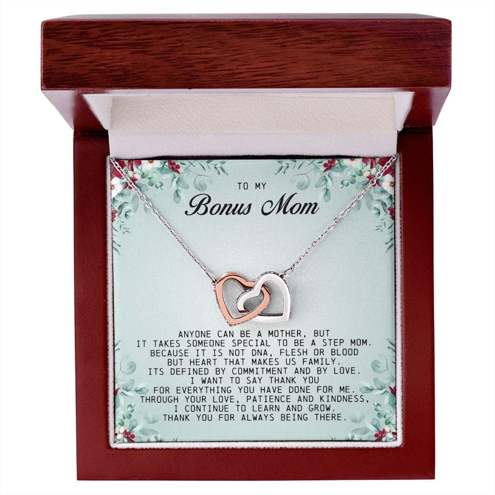 To My Bonus Mom, Interlocking Hearts Necklace