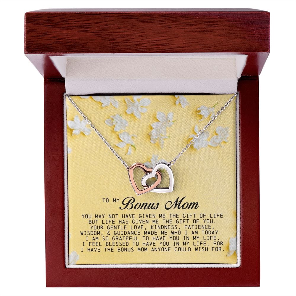 To My Bonus Mom, Interlocking Hearts Necklace