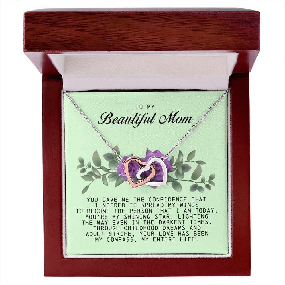 To my Beautiful Mom, Interlocking Hearts Necklace, Mother's Day Gift
