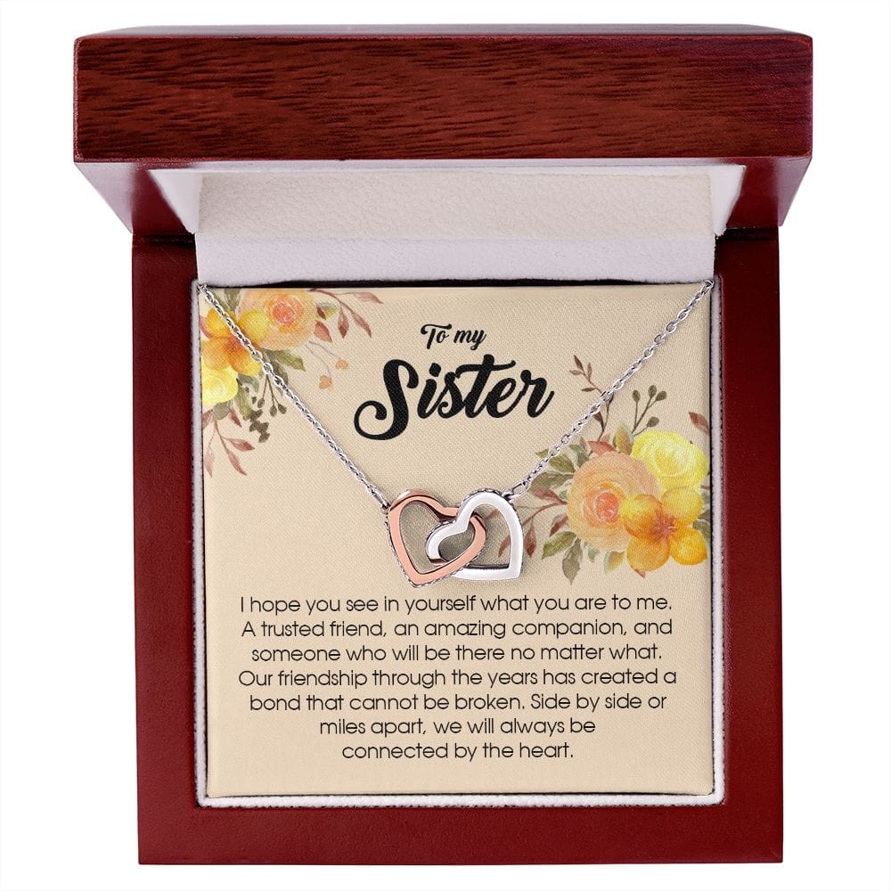 To My Sister, Interlocking Hearts Necklace