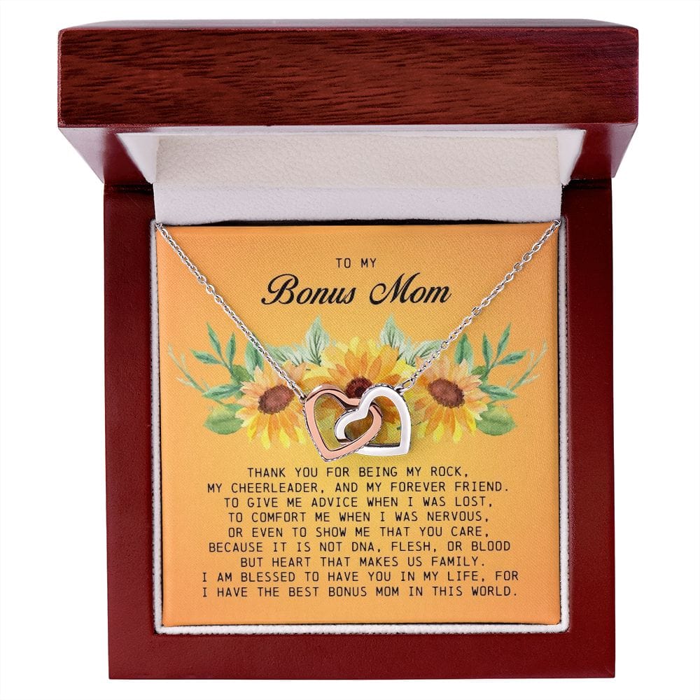 To My Bonus Mom, Interlocking Hearts Necklace