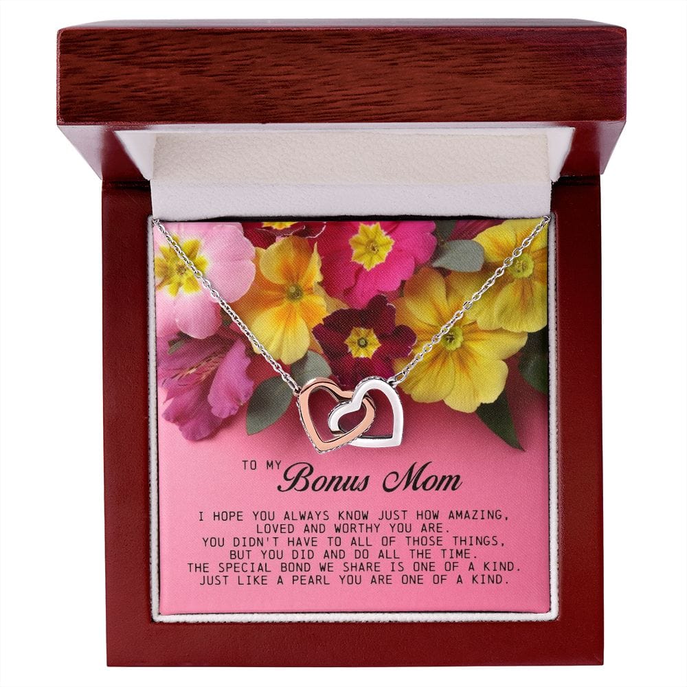To My Bonus Mom, Interlocking Hearts Necklace