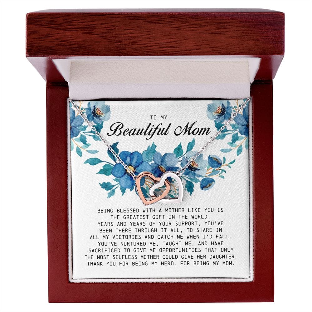 To My Beautiful Mom, Interlocking Hearts Necklace