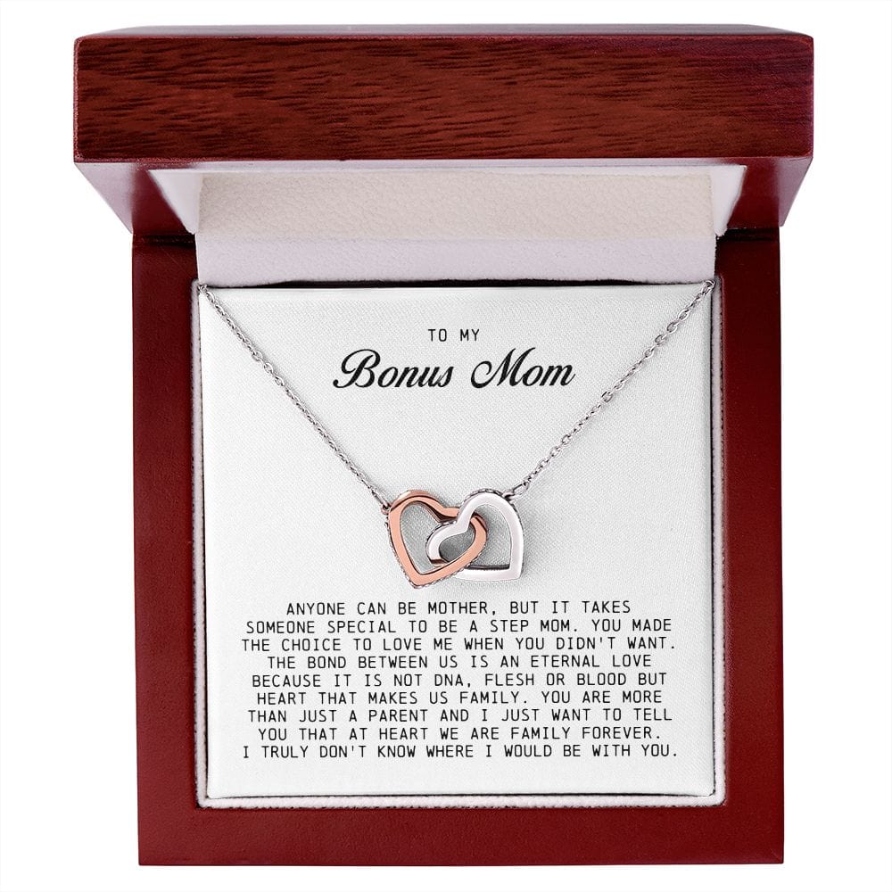 To My Bonus Mom, Interlocking Hearts Necklace