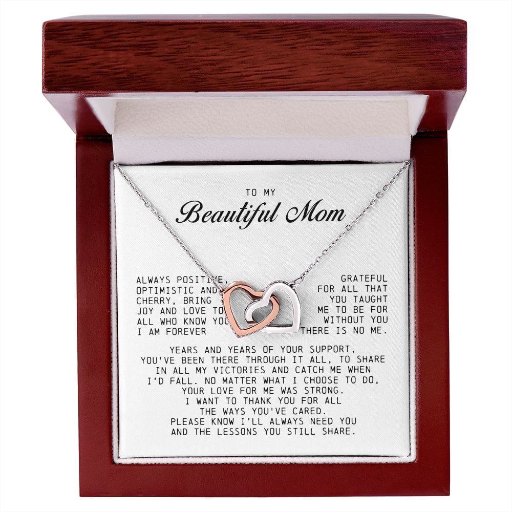 To my Beautiful Mom, Interlocking Hearts Necklace, Mother's Day Gift