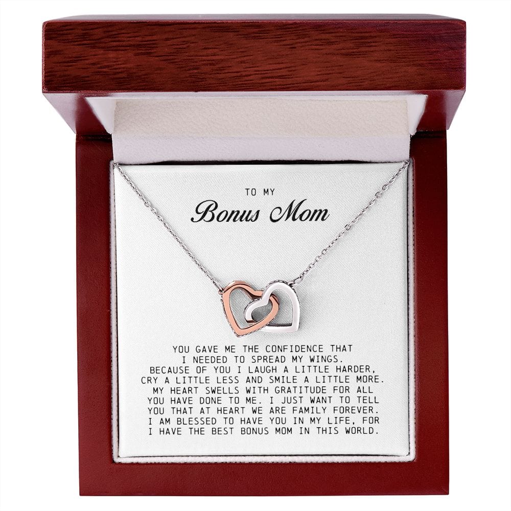 To My Bonus Mom, Interlocking Hearts Necklace