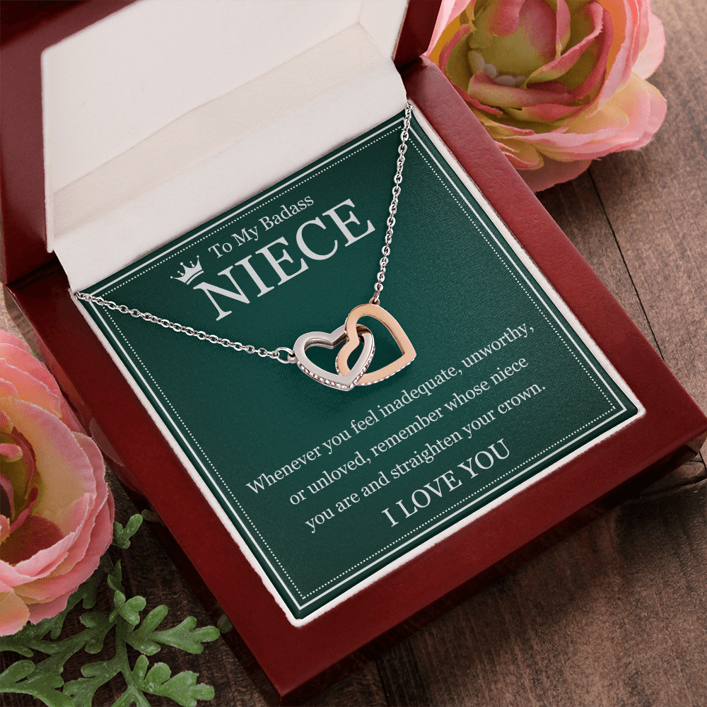 Interlocking  Heart Necklace - To My Badass Niece