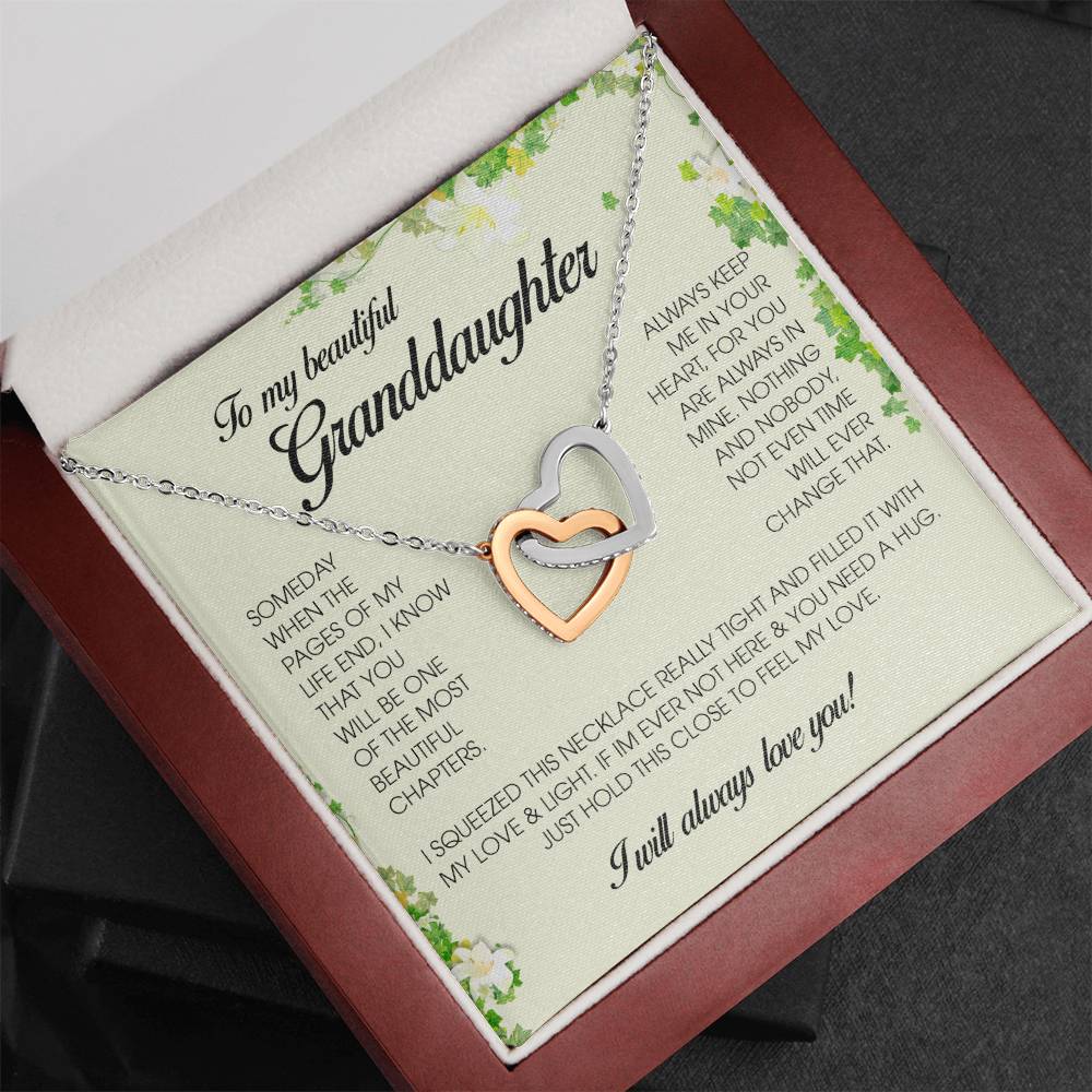 To My Beautiful Granddaughter, Interlocking Heart Necklace