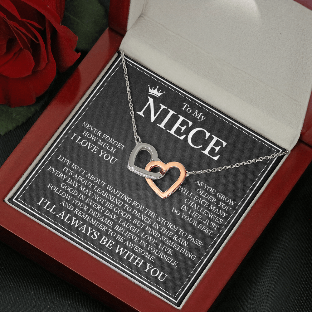 Interlocking Hearts Necklace - To My Niece "Never Forget How Much I Love You"