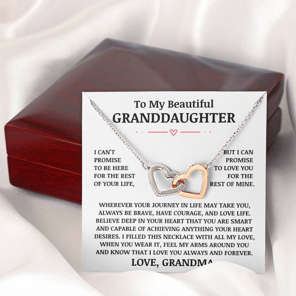 To My Beautiful Granddaughter "Love You Always & Forever" Interlocking Heart Necklace