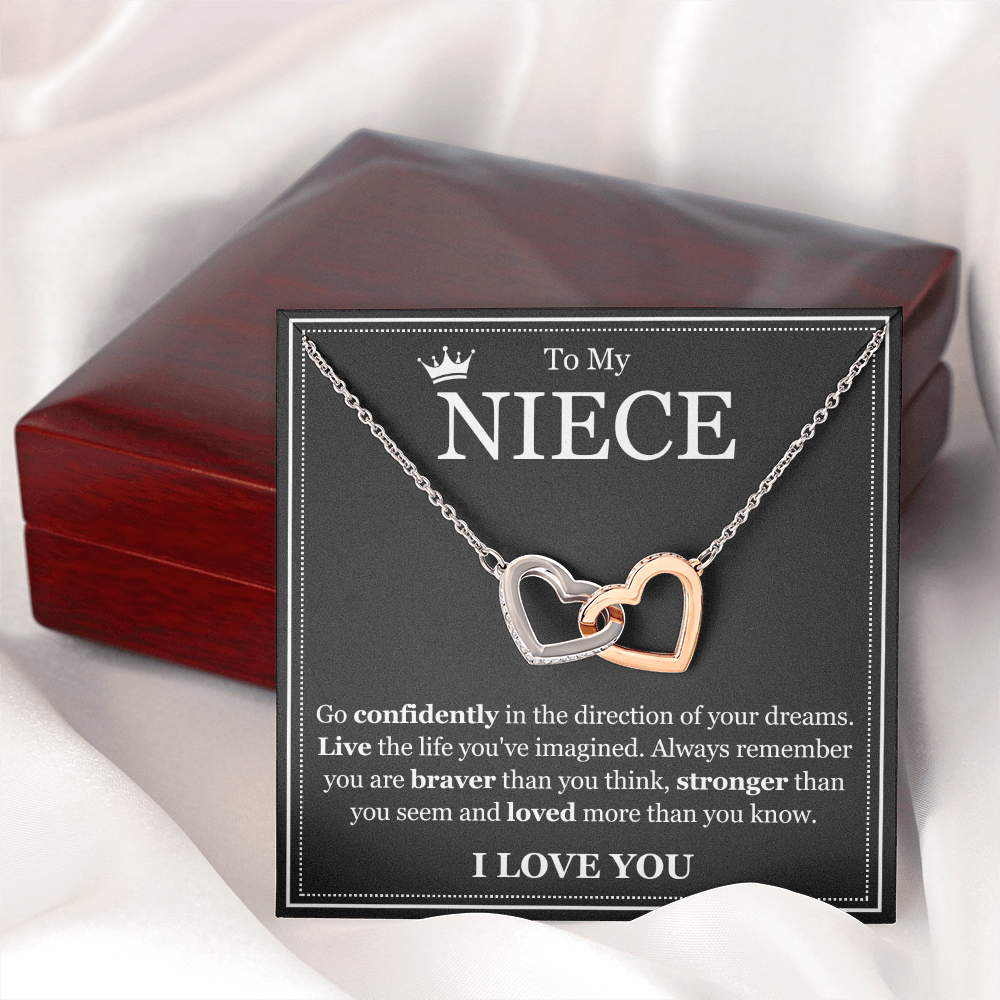 Interlocking Hearts Necklace - To My Niece "Live The Life You've Imagined"