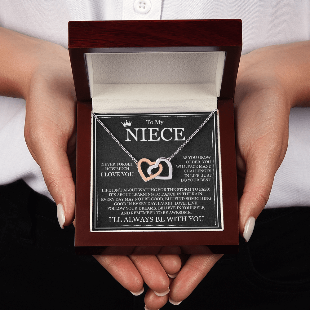 Interlocking Hearts Necklace - To My Niece "Never Forget How Much I Love You"