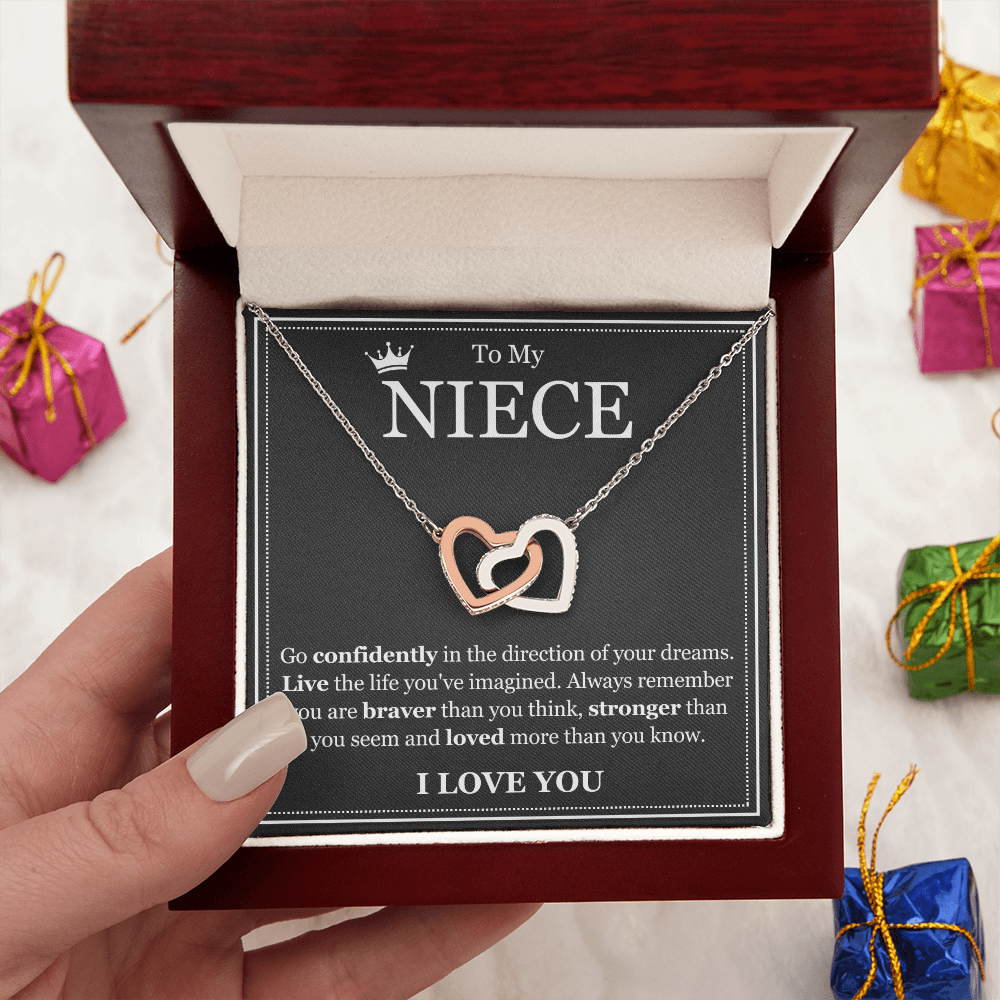 Interlocking Hearts Necklace - To My Niece "Live The Life You've Imagined"
