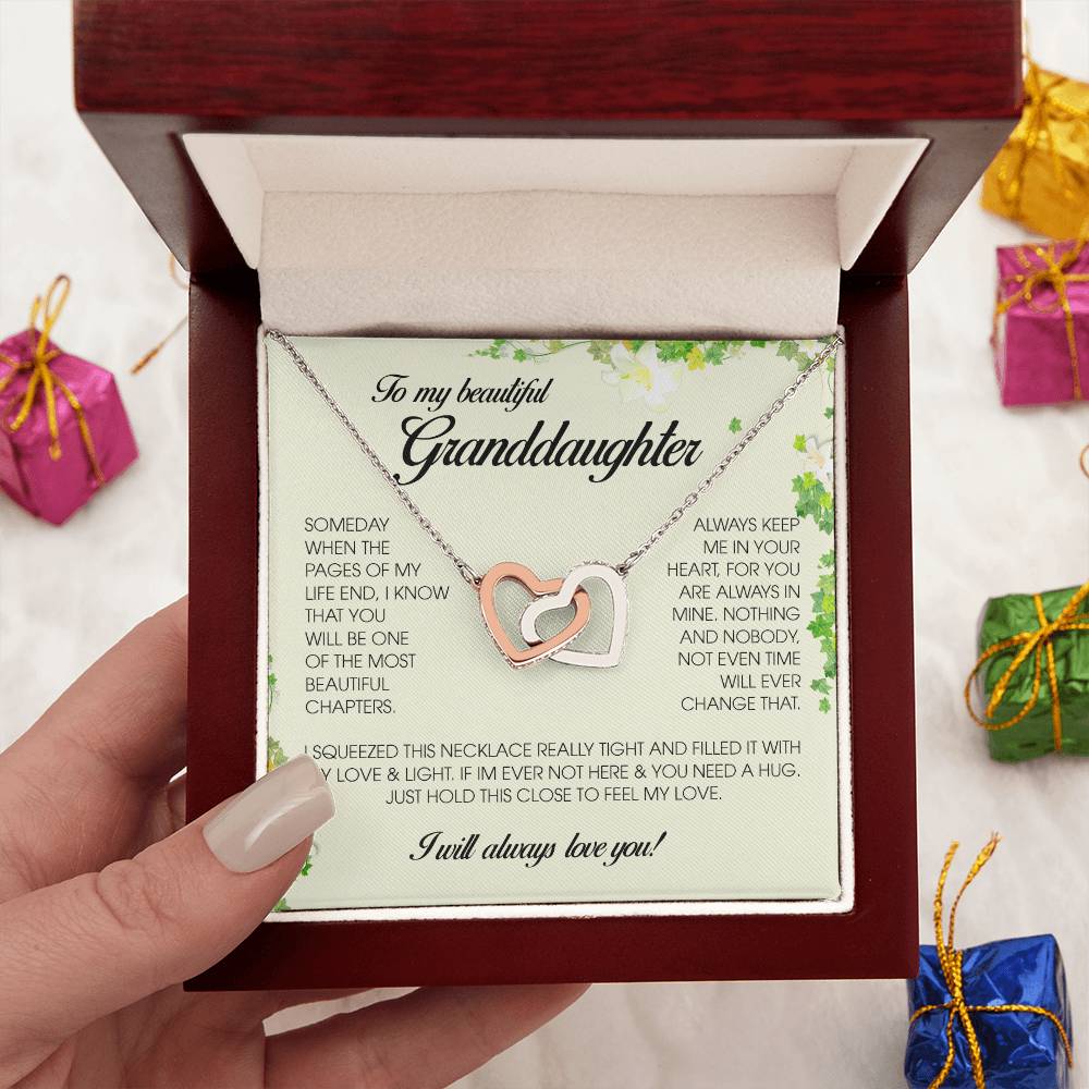 To My Beautiful Granddaughter, Interlocking Heart Necklace