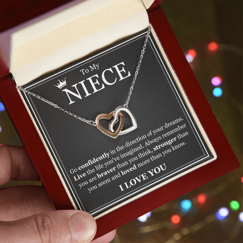 Interlocking Hearts Necklace - To My Niece "Live The Life You've Imagined"