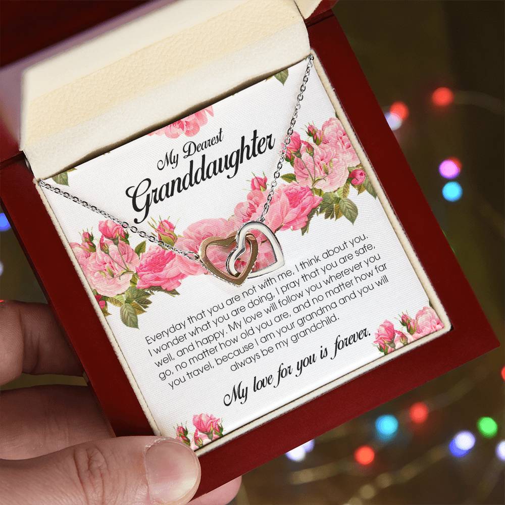 To My Dearest Granddaughter, Interlocking Heart Necklace