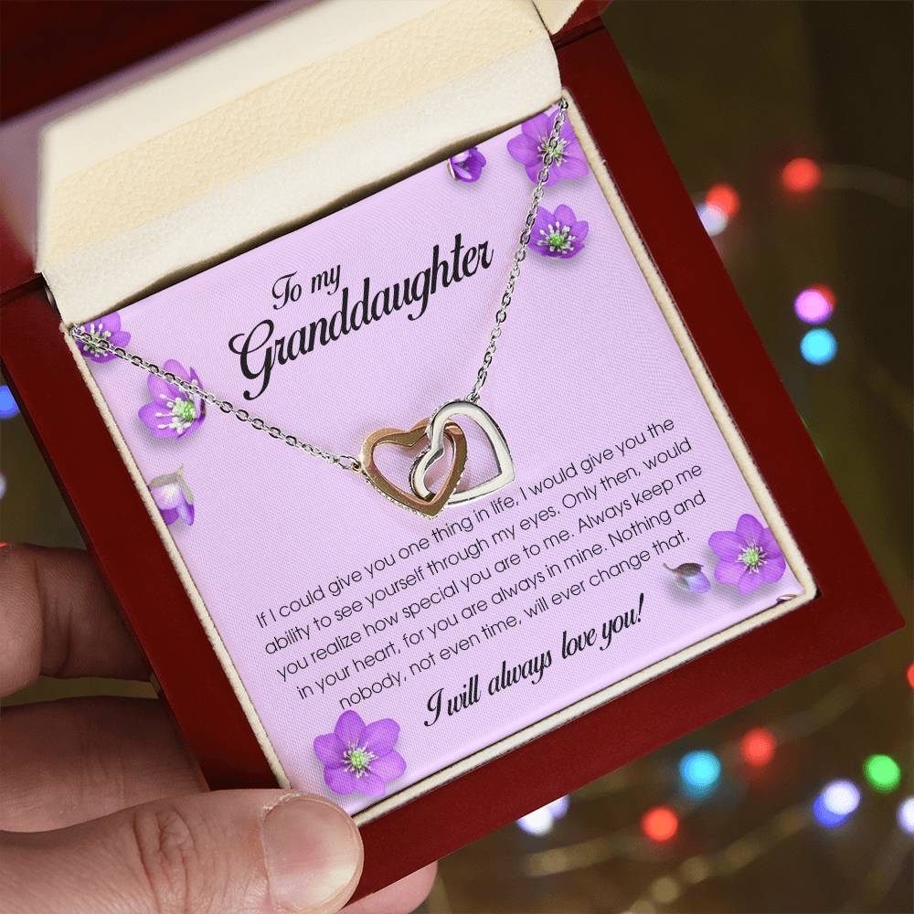 To My Granddaughter, Interlocking Heart Necklace