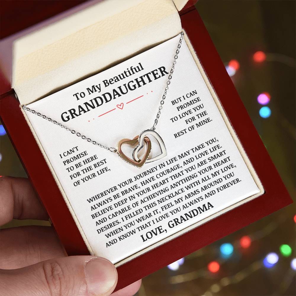 To My Beautiful Granddaughter "Love You Always & Forever" Interlocking Heart Necklace