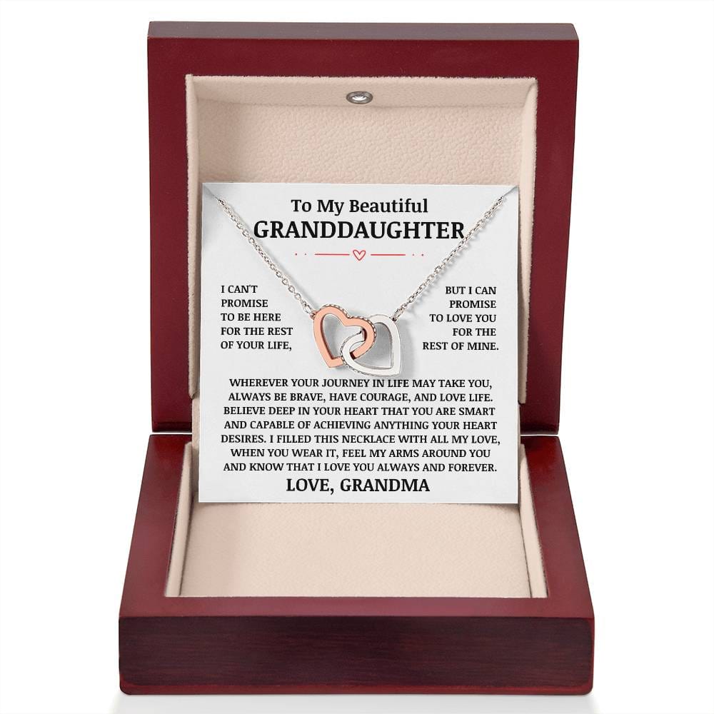 To My Beautiful Granddaughter "Love You Always & Forever" Interlocking Heart Necklace