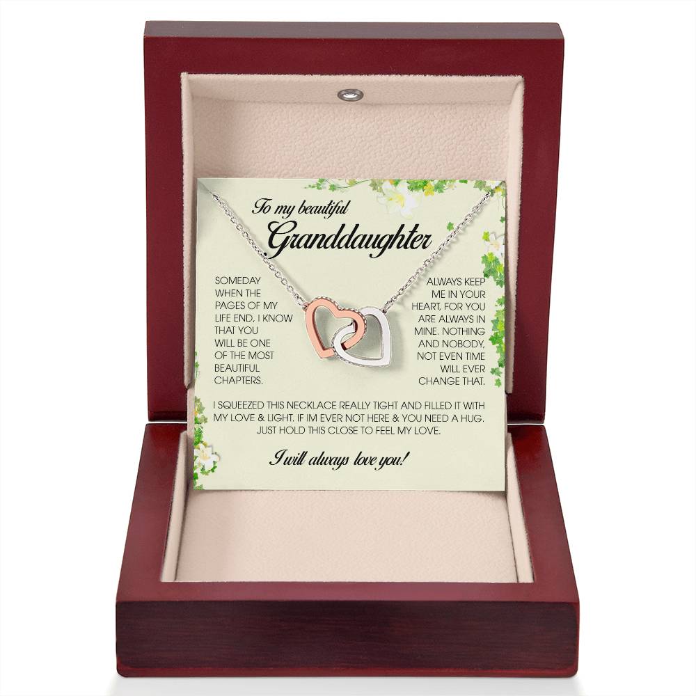 To My Beautiful Granddaughter, Interlocking Heart Necklace