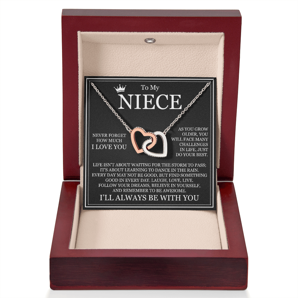 Interlocking Hearts Necklace - To My Niece "Never Forget How Much I Love You"