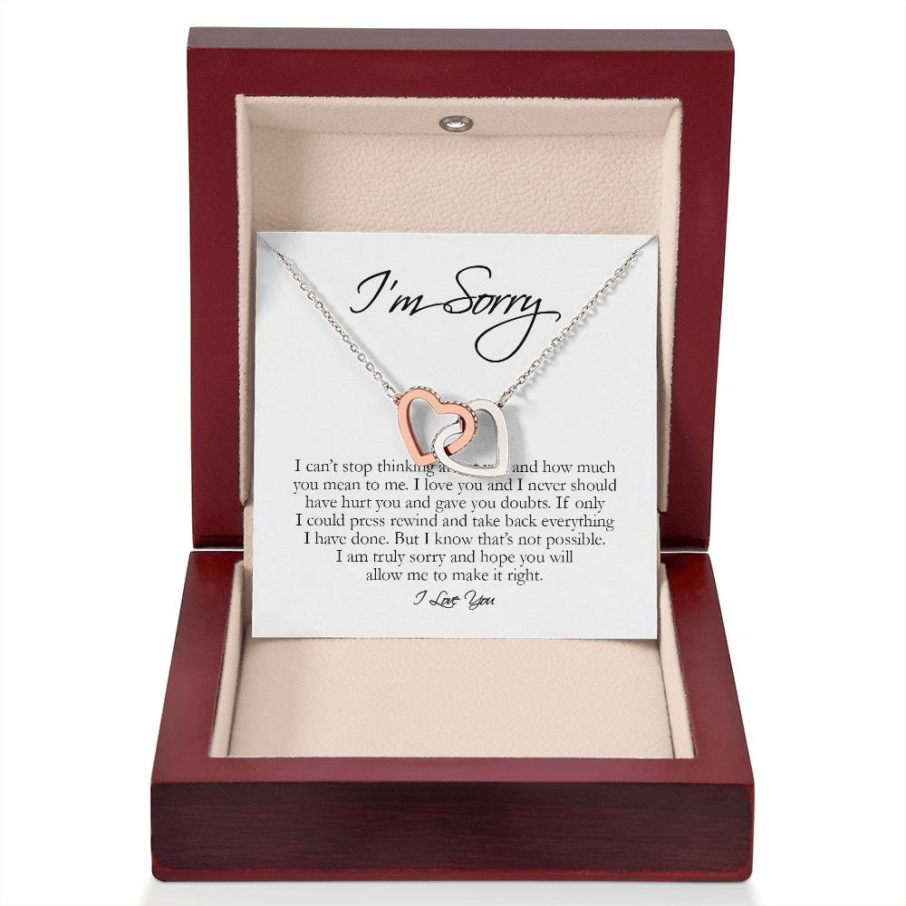 I'm Sorry Card, Interlocking Hearts Necklace
