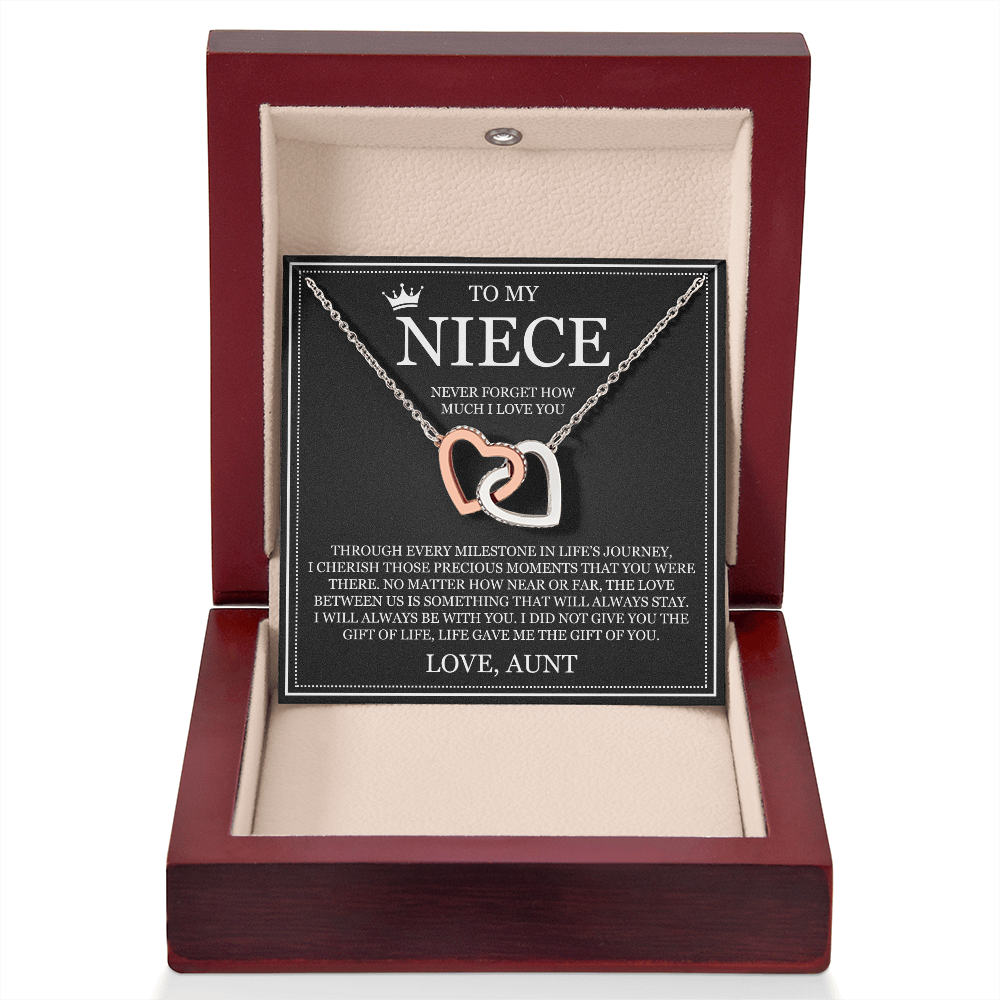 Interlocking Hearts Necklace - To My Niece "Never Forget How Much I Love You"