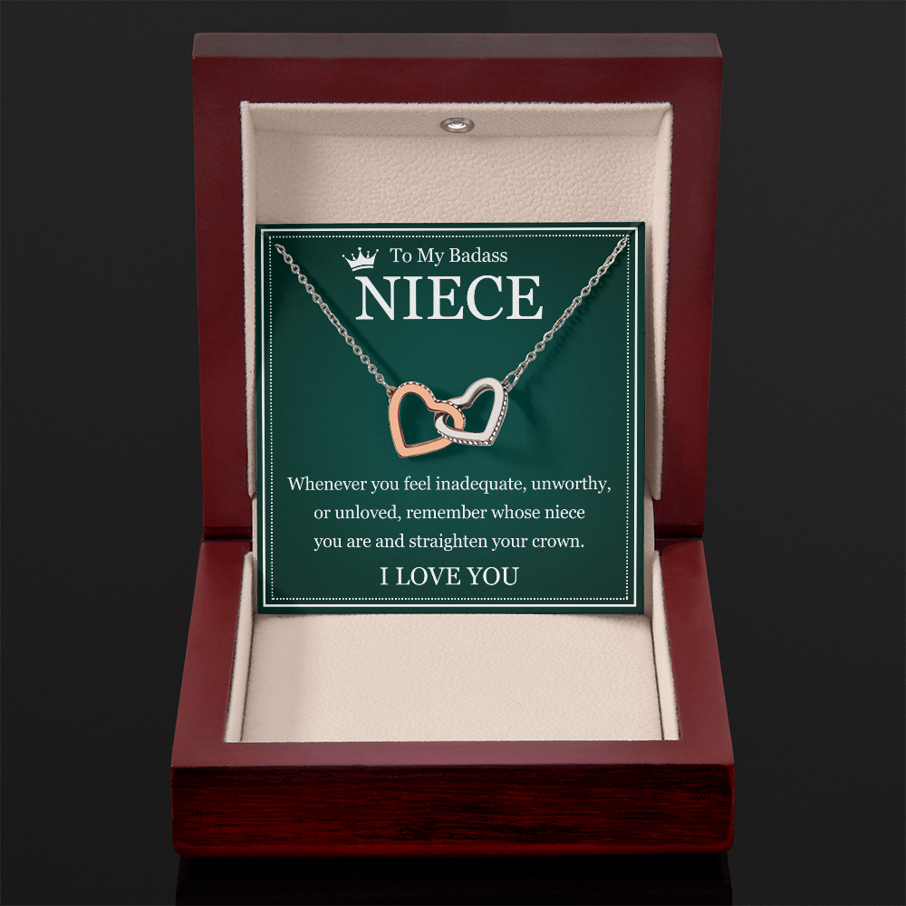 Interlocking  Heart Necklace - To My Badass Niece