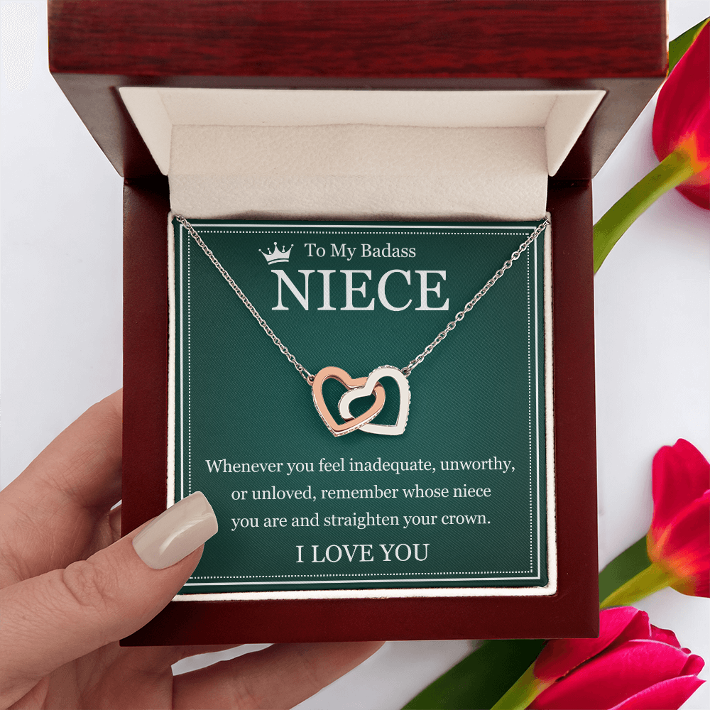 Interlocking  Heart Necklace - To My Badass Niece