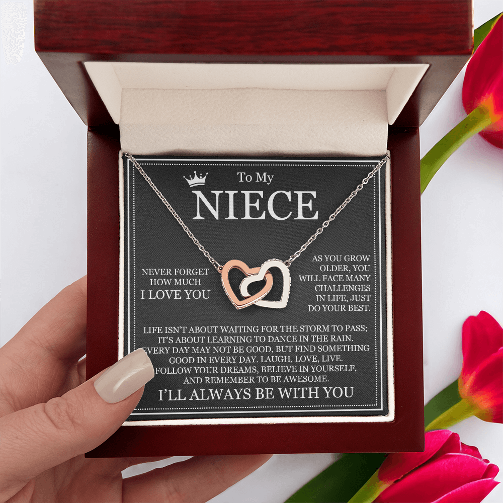 Interlocking Hearts Necklace - To My Niece "Never Forget How Much I Love You"