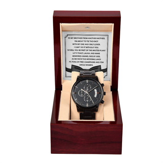 Black Chronograph Watch - Will You Be My Groomsman