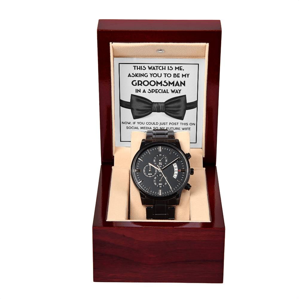 Black Chronograph Watch - To My Groomsman