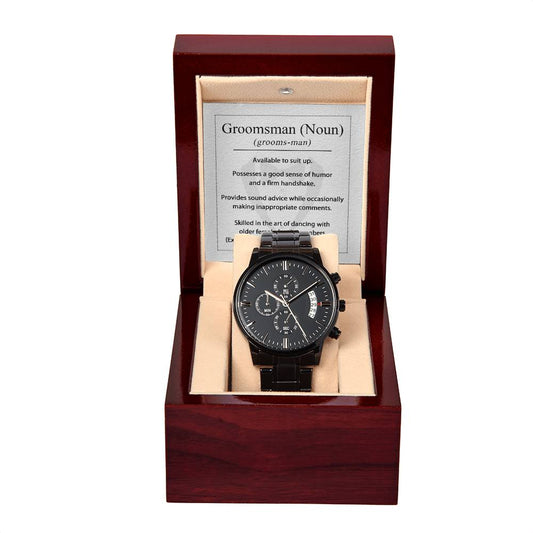 Black Chronograph Watch - Groomsman Definition