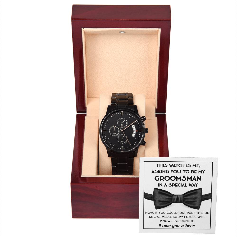 Black Chronograph Watch - To My Groomsman