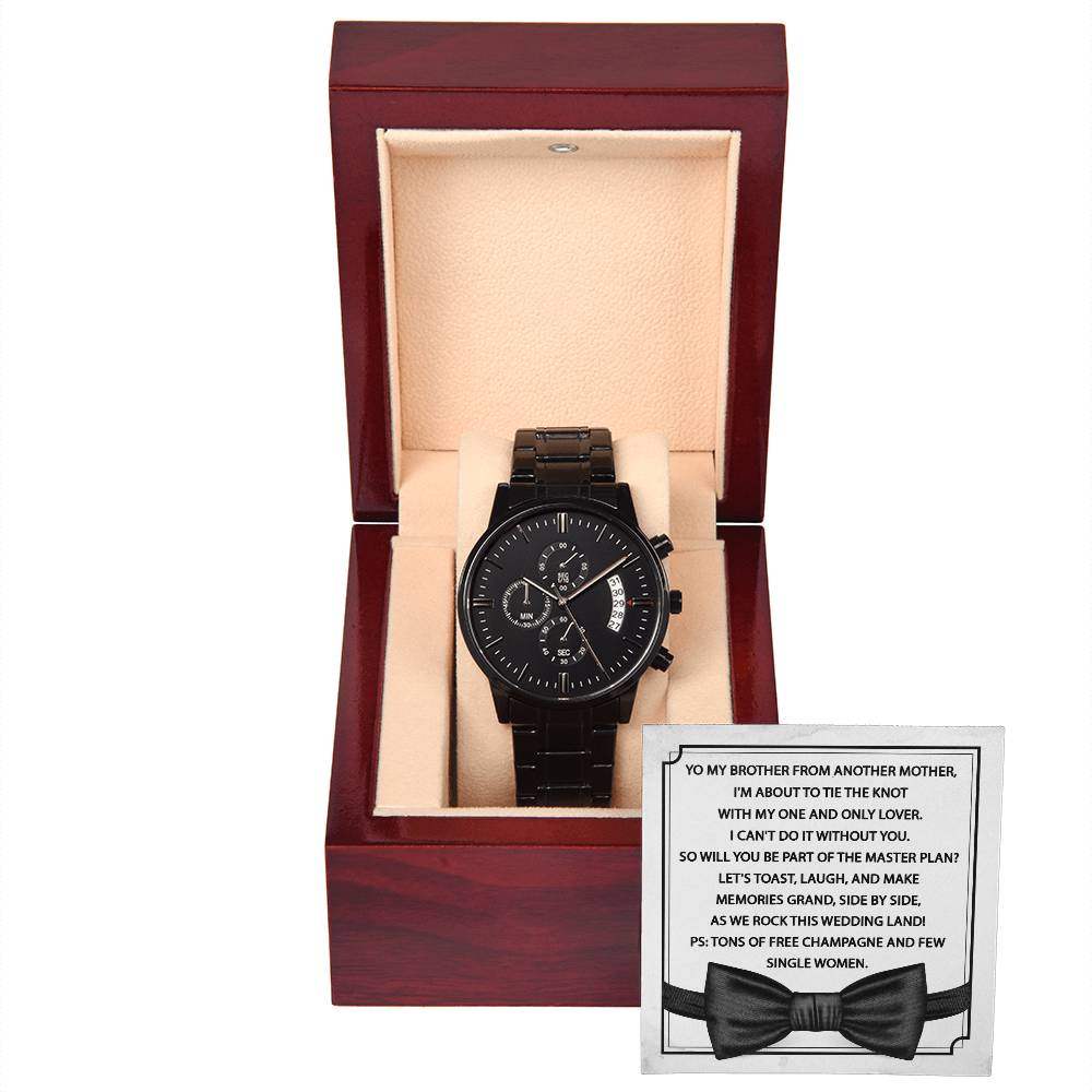 Black Chronograph Watch - Will You Be My Groomsman