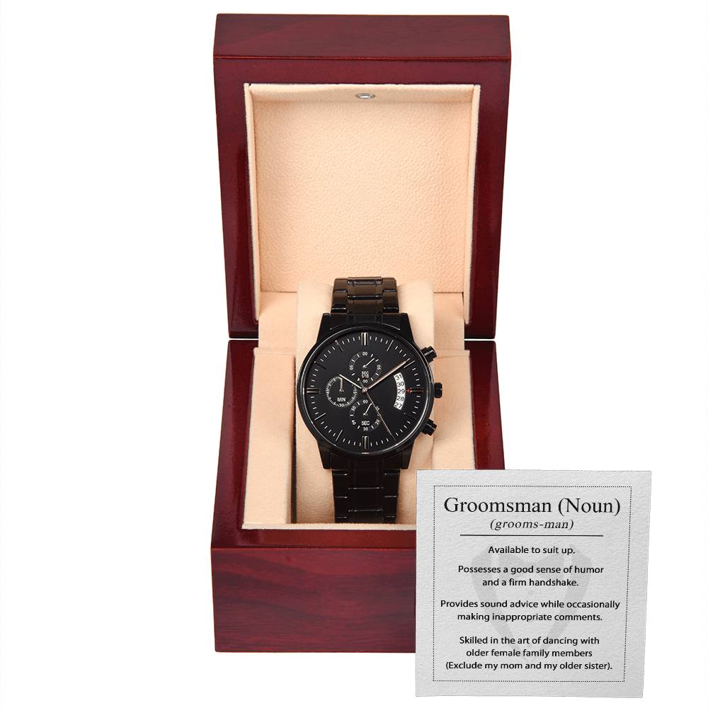 Black Chronograph Watch - Groomsman Definition