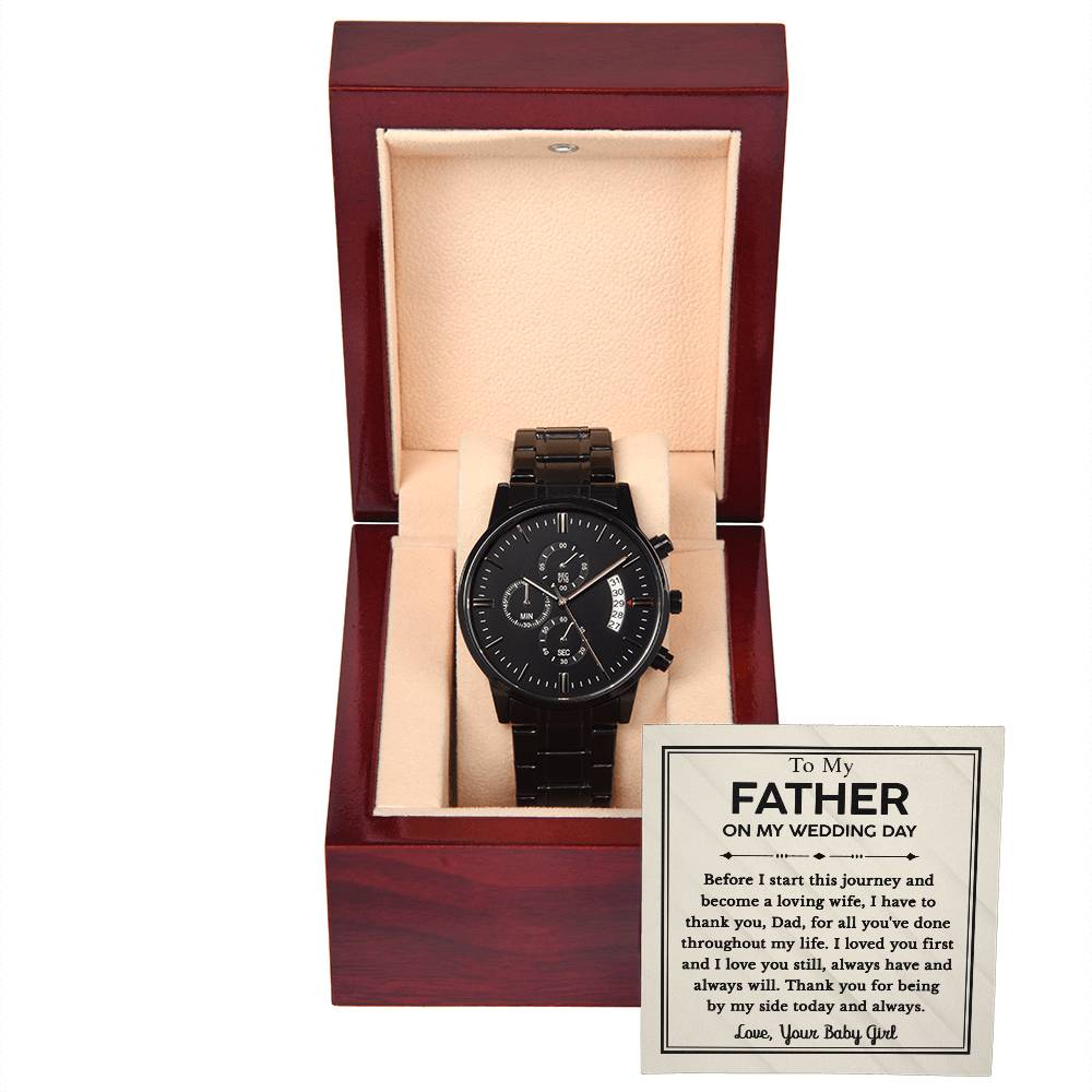 Black Chronograph Watch - To My Father On My Wedding Day