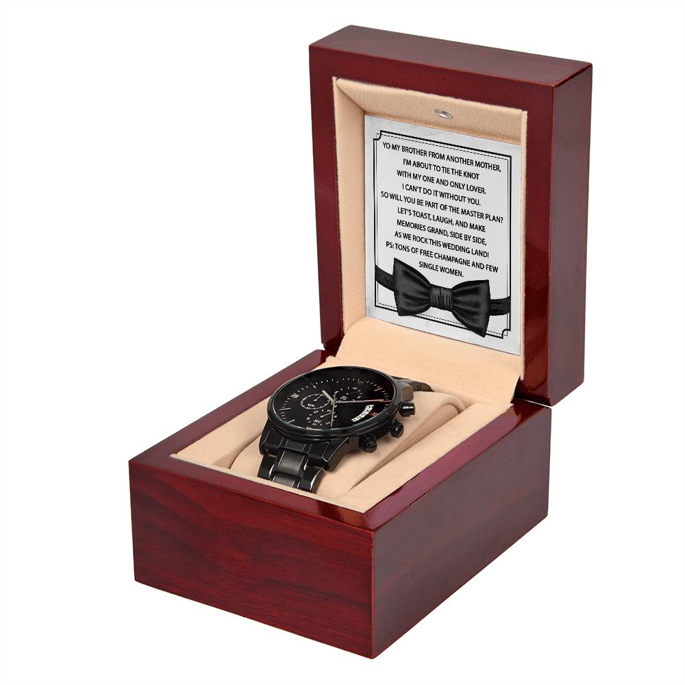 Black Chronograph Watch - Will You Be My Groomsman