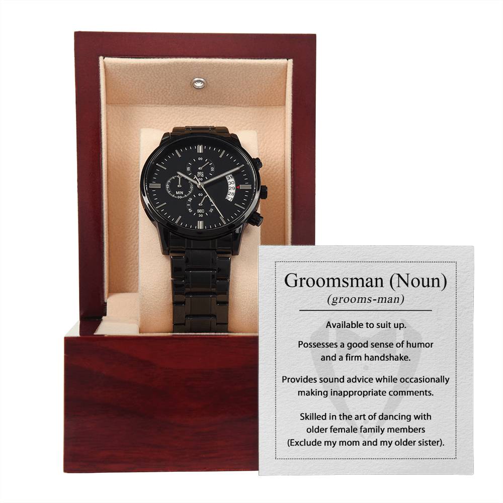 Black Chronograph Watch - Groomsman Definition