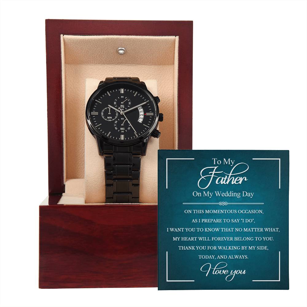Black Chronograph Watch - To My Father On My Wedding Day