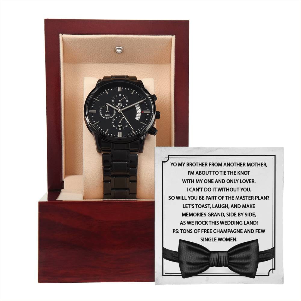 Black Chronograph Watch - Will You Be My Groomsman