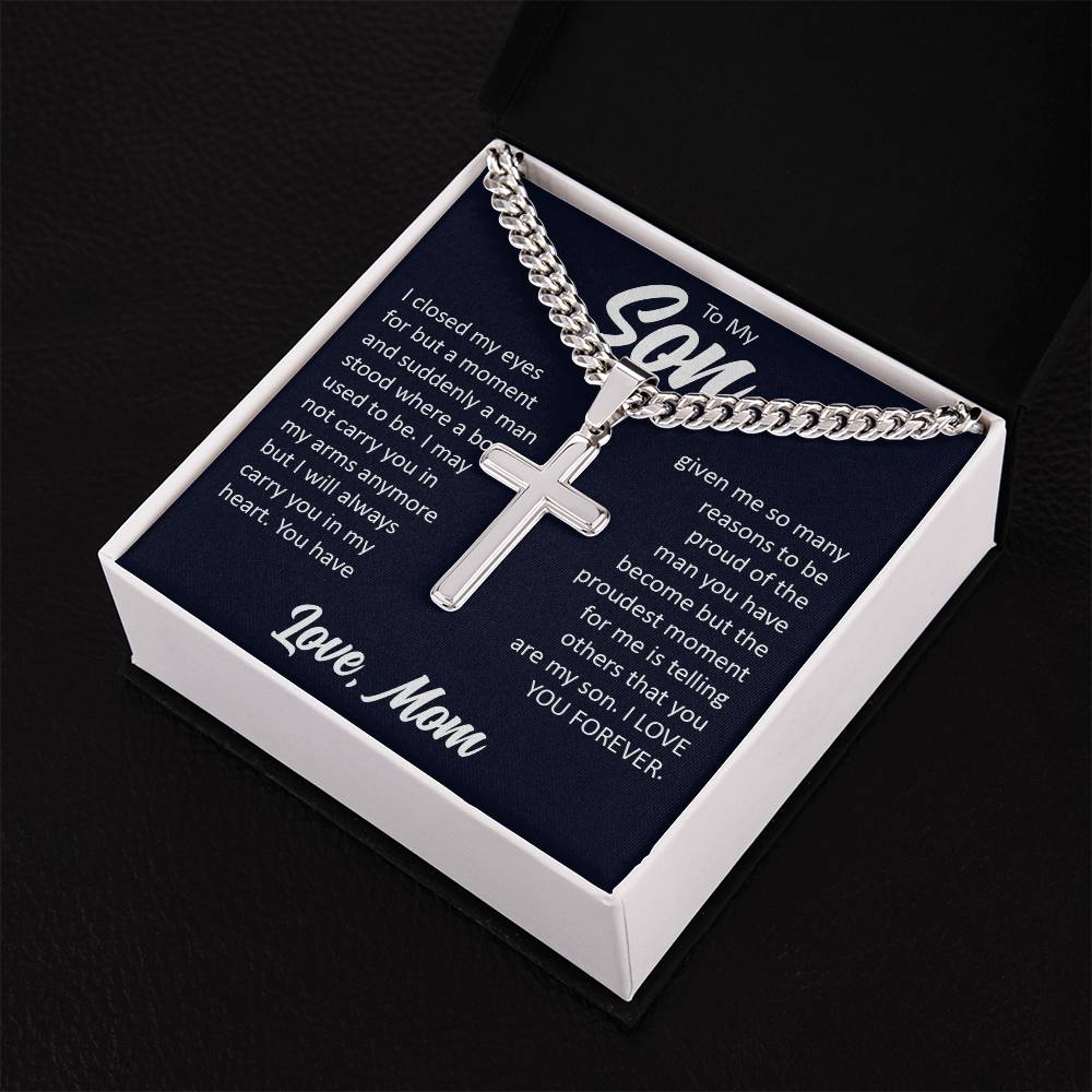 To My Son, Cuban Chain with Cross Necklace