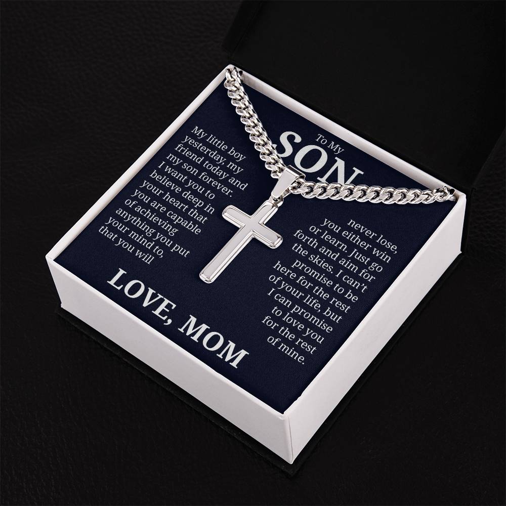 To My Son, Cuban Chain with Cross Necklace