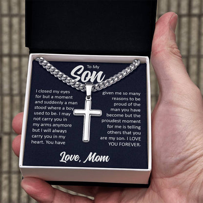 To My Son, Cuban Chain with Cross Necklace