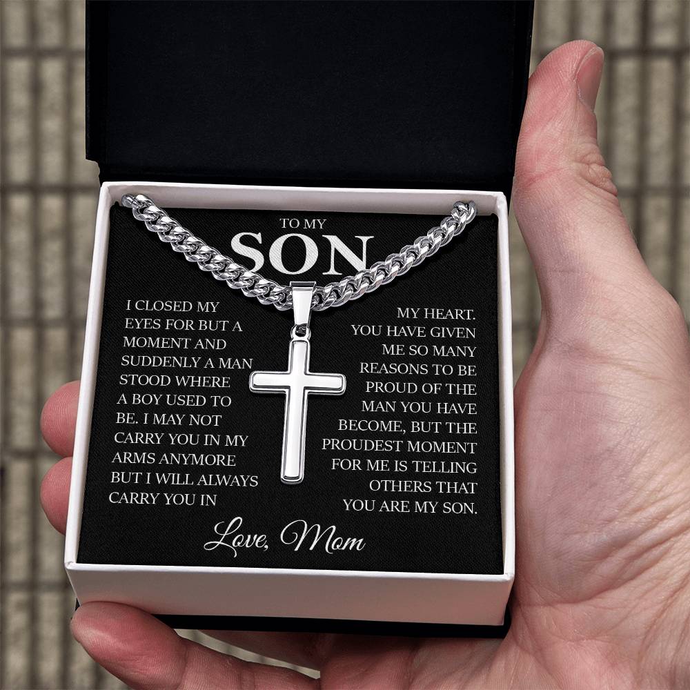 To My Son, Cuban Chain with Cross Necklace
