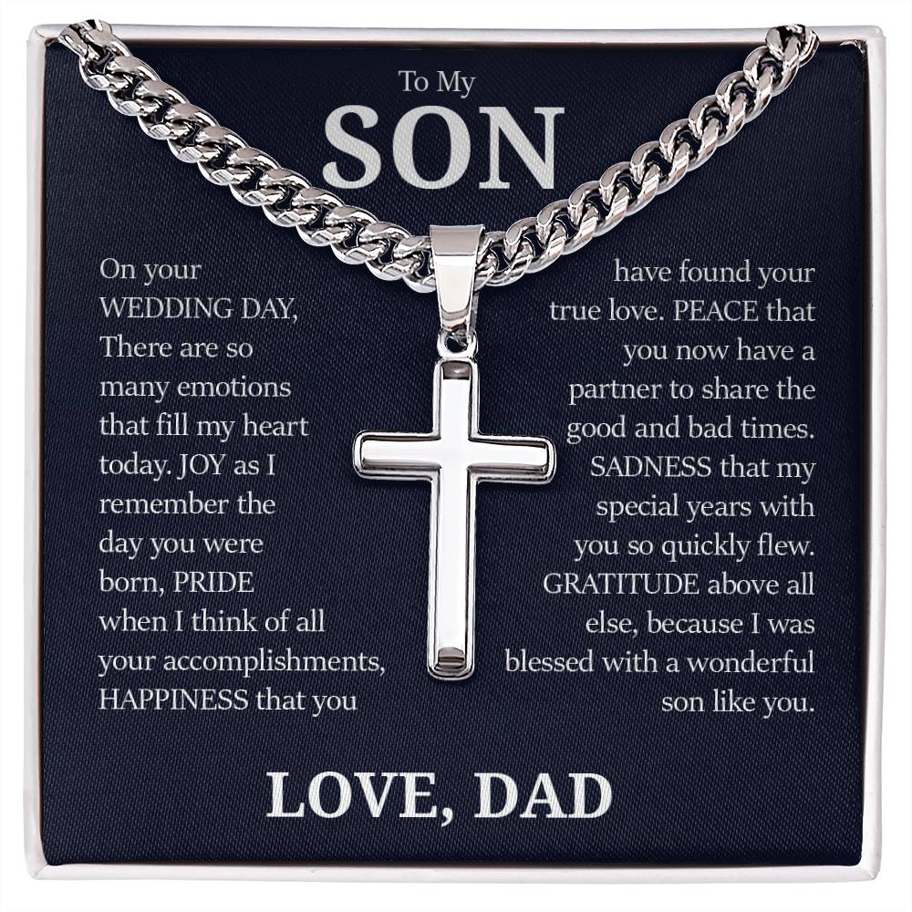 To My Son, Cuban Chain with Cross Necklace