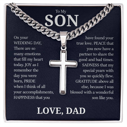 To My Son, Cuban Chain with Cross Necklace