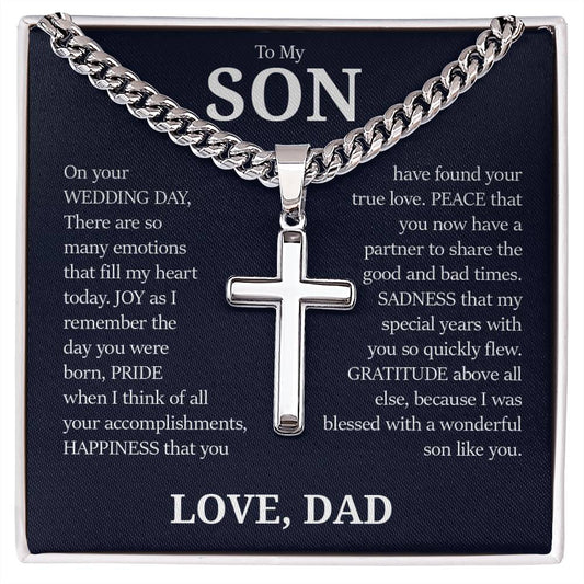 To My Son, Cuban Chain with Cross Necklace