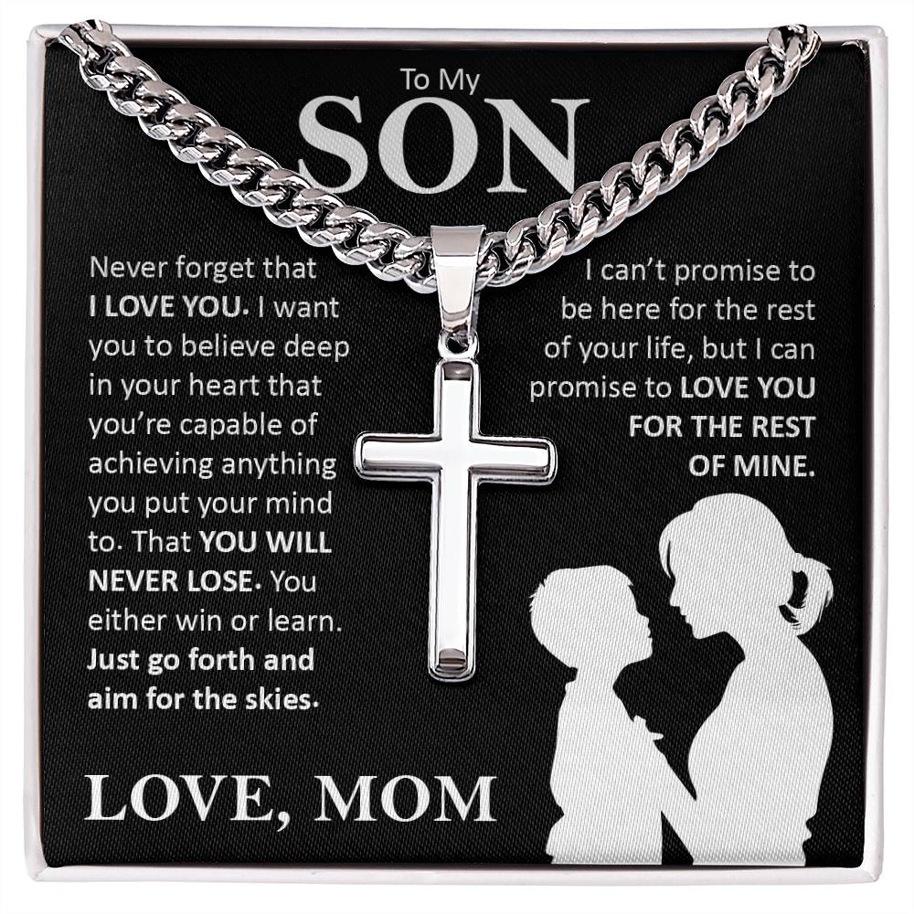 To My Son, Cuban Chain with Cross Necklace