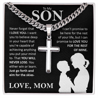 To My Son, Cuban Chain with Cross Necklace